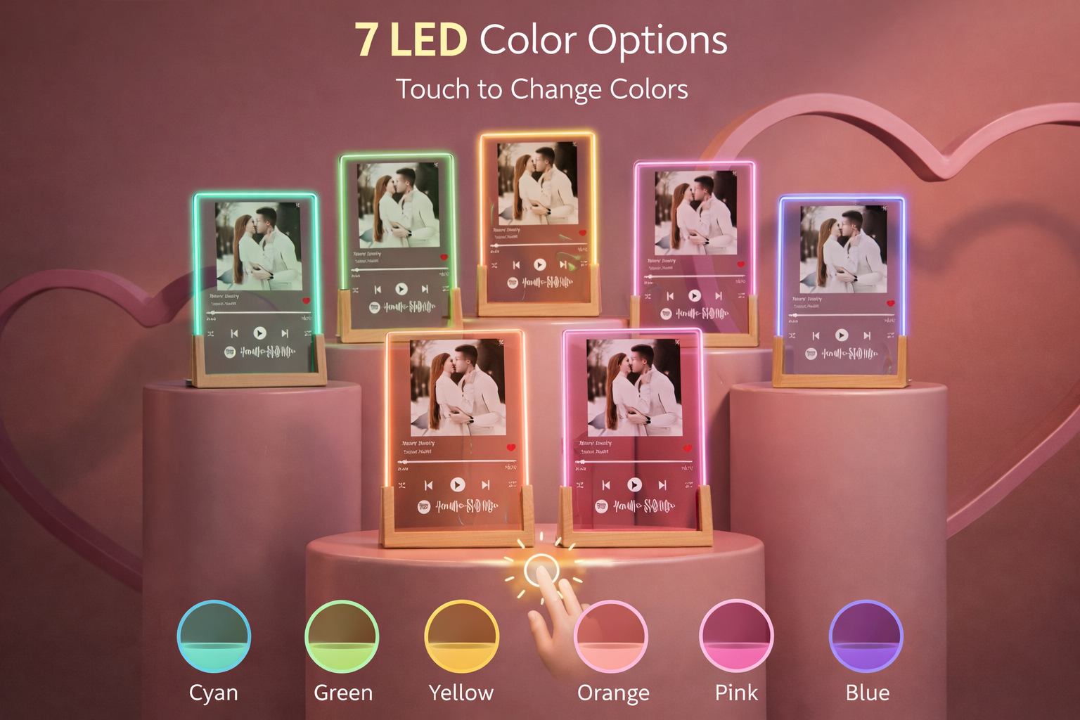 Personalized LED Music Plaque with Photo & Song – Custom Spotify Night Light Gift for Couples