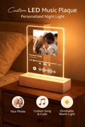 Personalized LED Music Plaque with Photo &amp; Song – Custom Spotify Night Light Gift for Couples