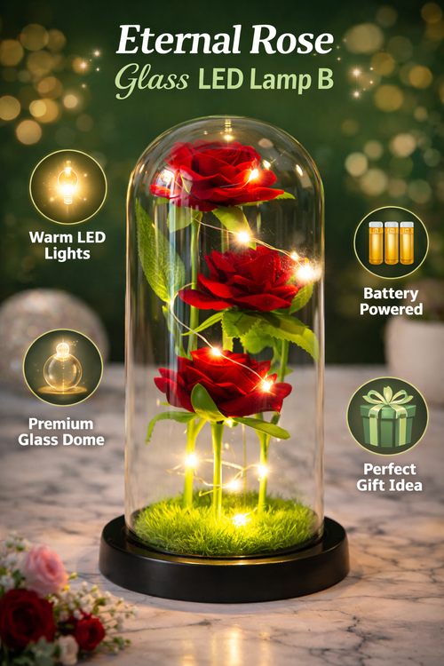 Eternal Rose Glass LED Lamp – Romantic Gift for Valentine’s Day & Home Decor